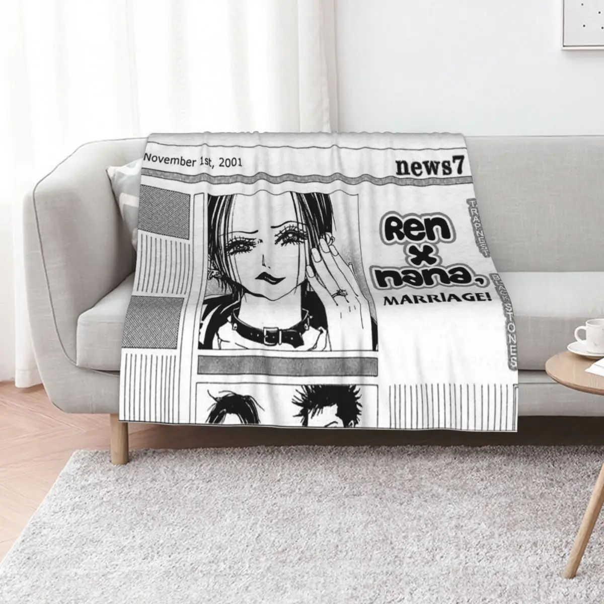 Nana Osaki Engaged with Ren Throw Blanket Warm Cozy Throw Blanket for Living Room Couch