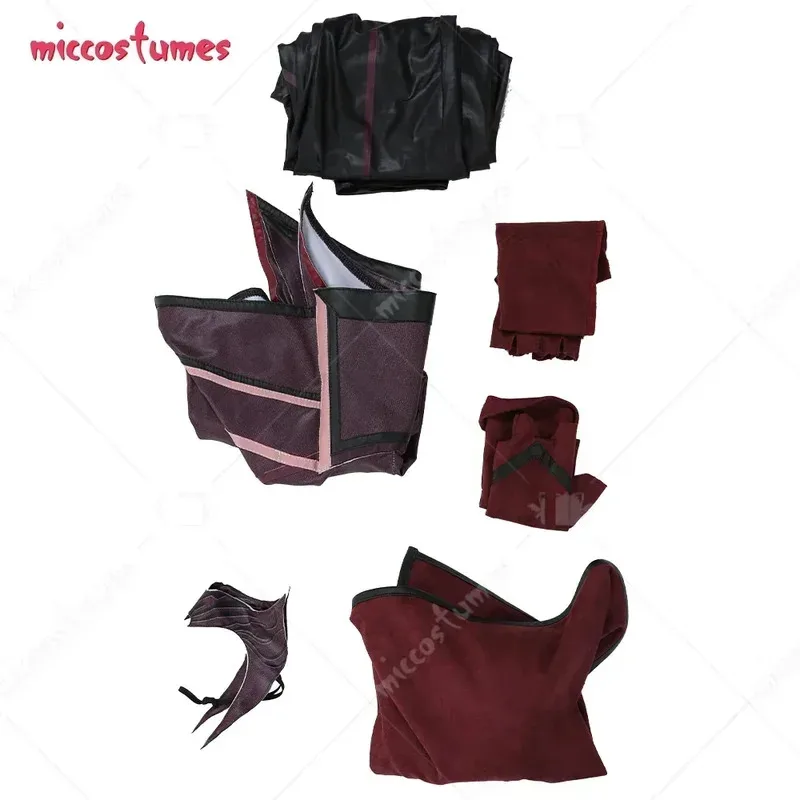 معطف CyWanda Maximoff Scarlet Witch بدون أكمام زي تنكري مستوحى من WandaVision مع تنورة خارجية وقفازات طويلة