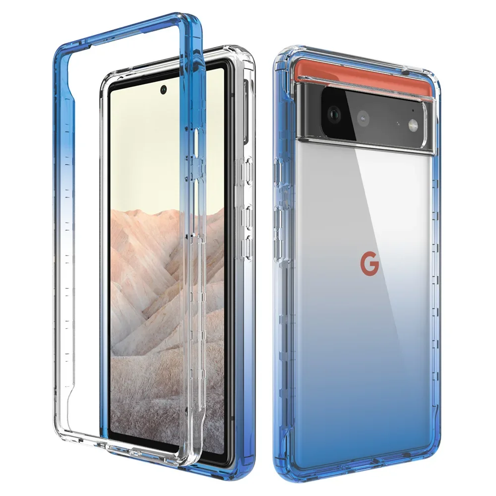 Transparent Case for Google Pixel 6 Pro 6A / Pixel 7 Pro 7A Hybrid Shockproof Tpu/pc Shell Dual Layer Candy Color Cover Funda