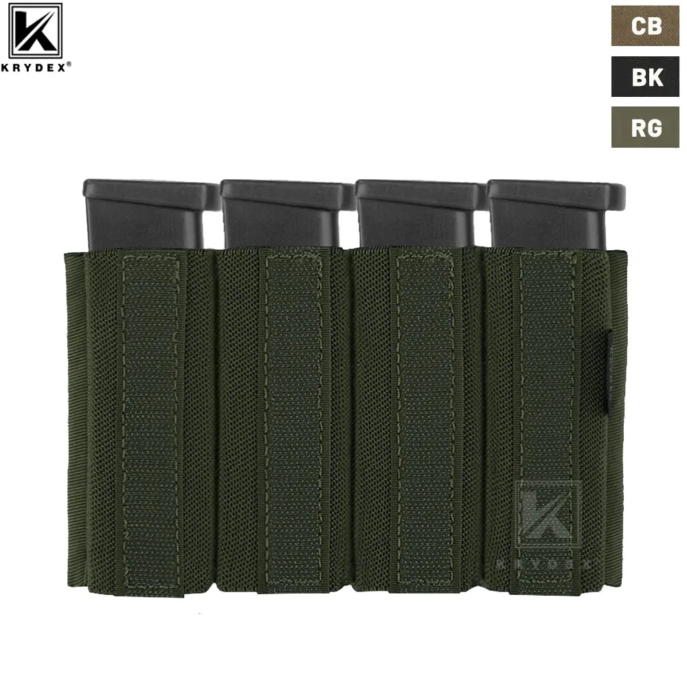 KRYDEX Tactical Quadruple Magazine Insert Pouch Elastic Built-in 1911 Magazine Holder Pouch For MK3 MK4 Chest Rig Accessories