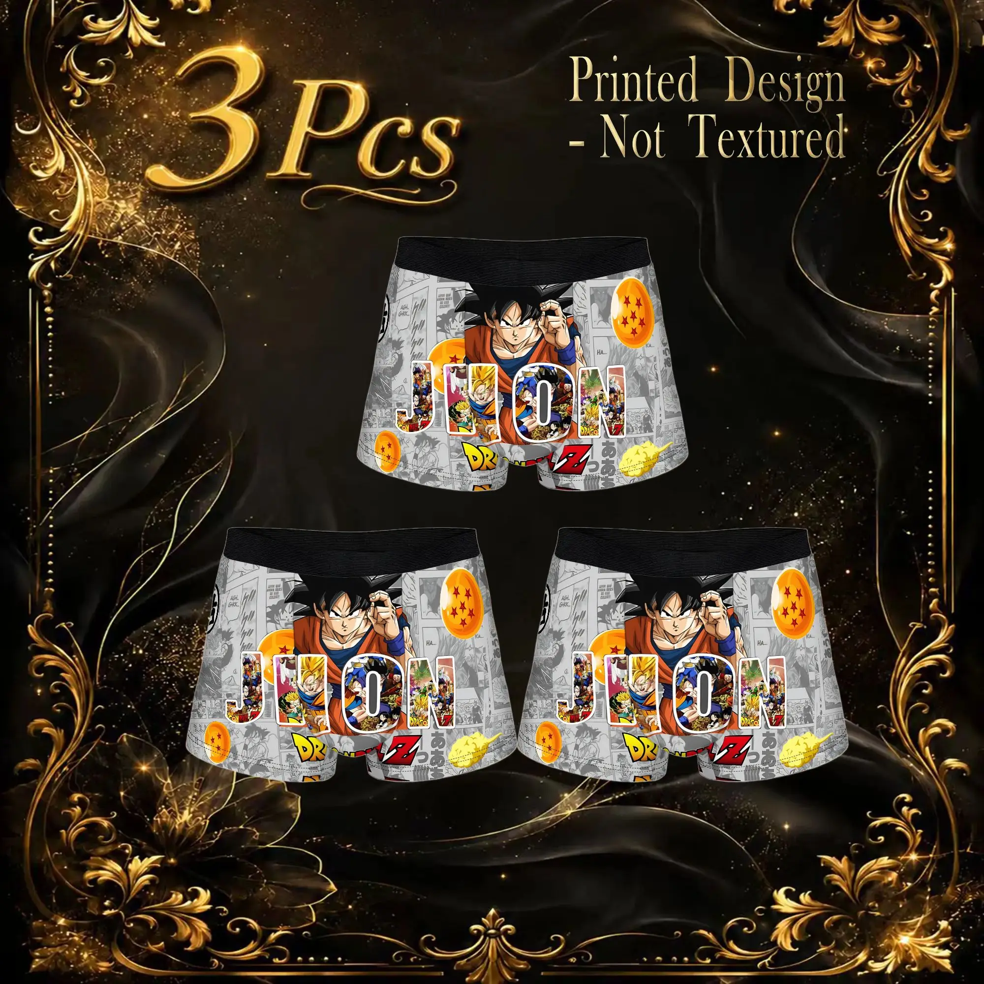 3Pcs  boxers Dragon Ball Z Underpants Homme Panties Men's Underwear Sexy Shorts Boxer Briefs