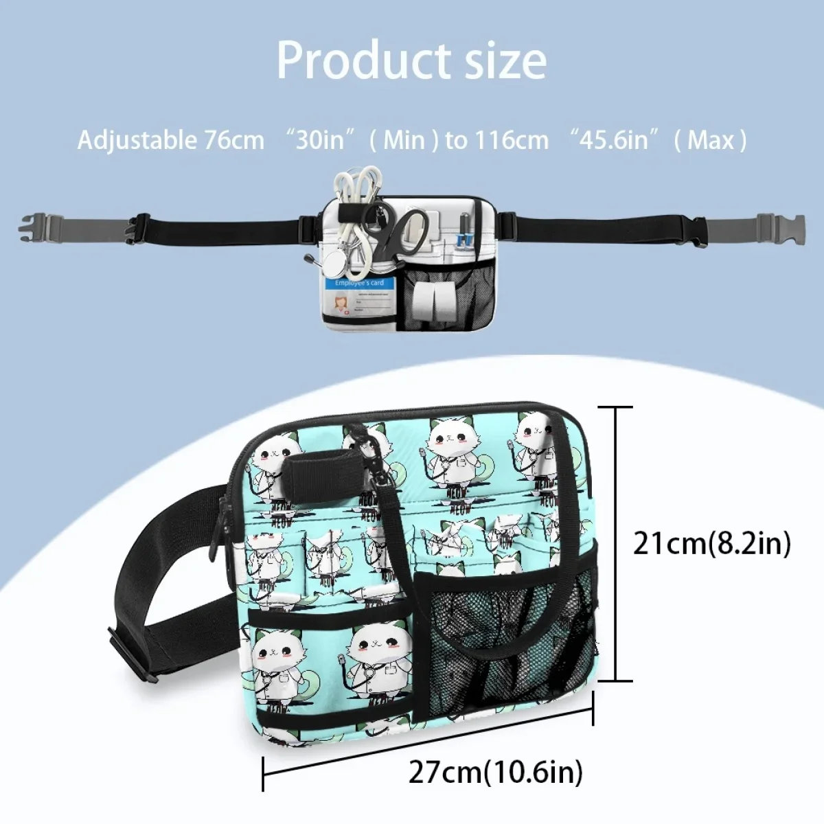 Bolsas de cinturón médico de dibujos animados para enfermera y gato, bolsillo portátil de ocio personalizado, herramientas de Hospital, almacenamiento de medicina, bolsas de cintura