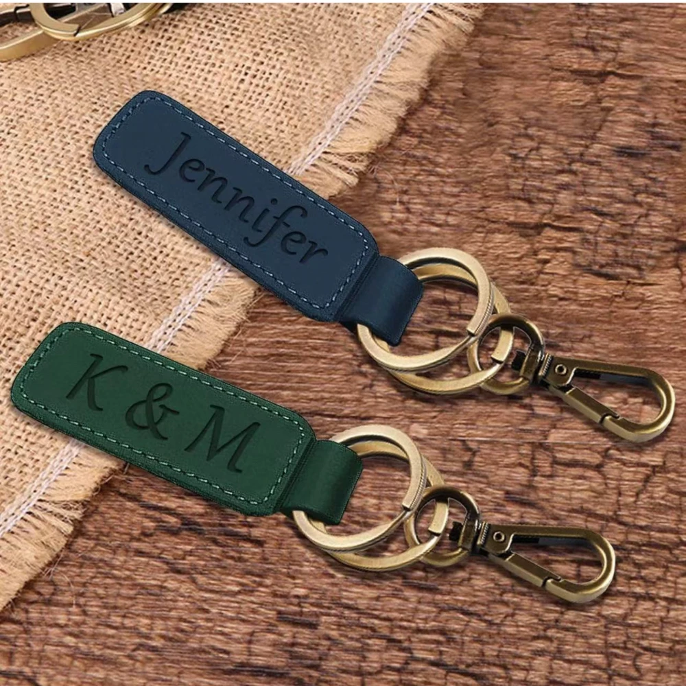 

Genuine Leather Keychain Retro Style Men Business Gift Cowhide Key Chain Personalized Anti-lost Car Keyholder Custom Logo Name