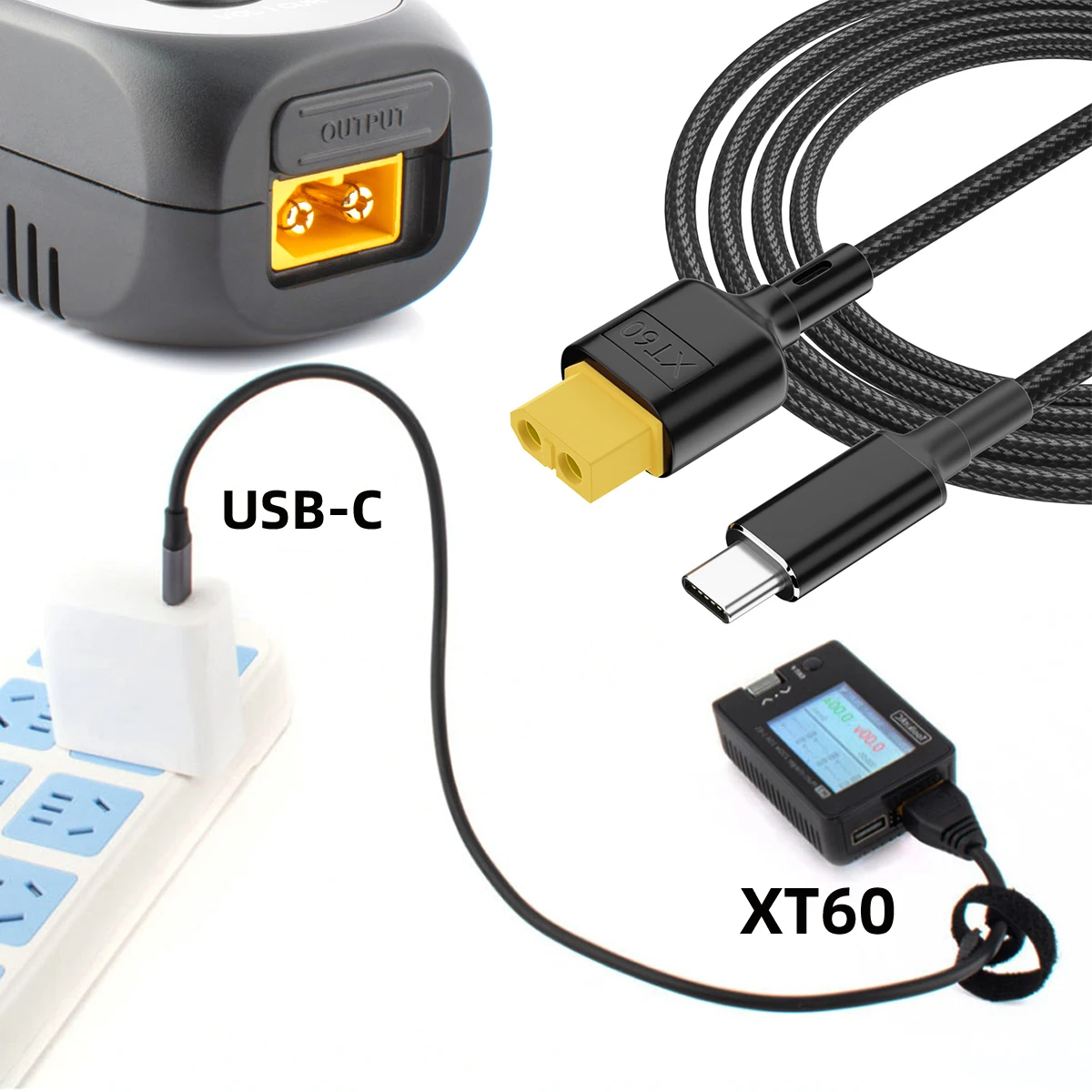 USB-C przewód ładowarki protokół SC100 XT60 do kabel szybkiego ładowania typu C dla akumulator do RC Lipo quadcoptera multicoptera