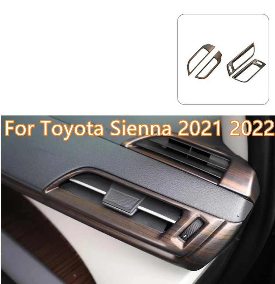 Wood Grain Interior Front Outlet Cover Panel Cover Trim Car Decoration For Toyota Sienna 2021 2022