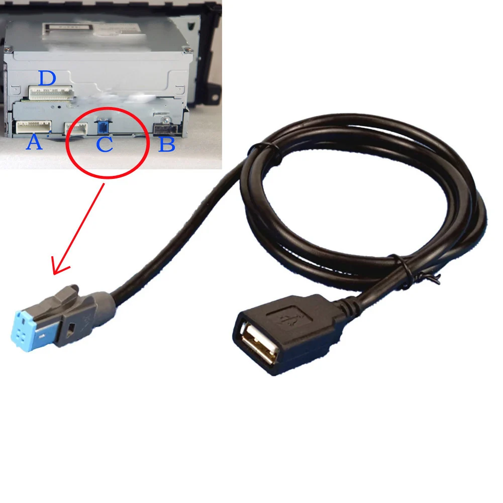 100CM Rear 4PIN to USB Interface Extension Cable for Car Navigation Host Audio Compatible with For Nissan Radio