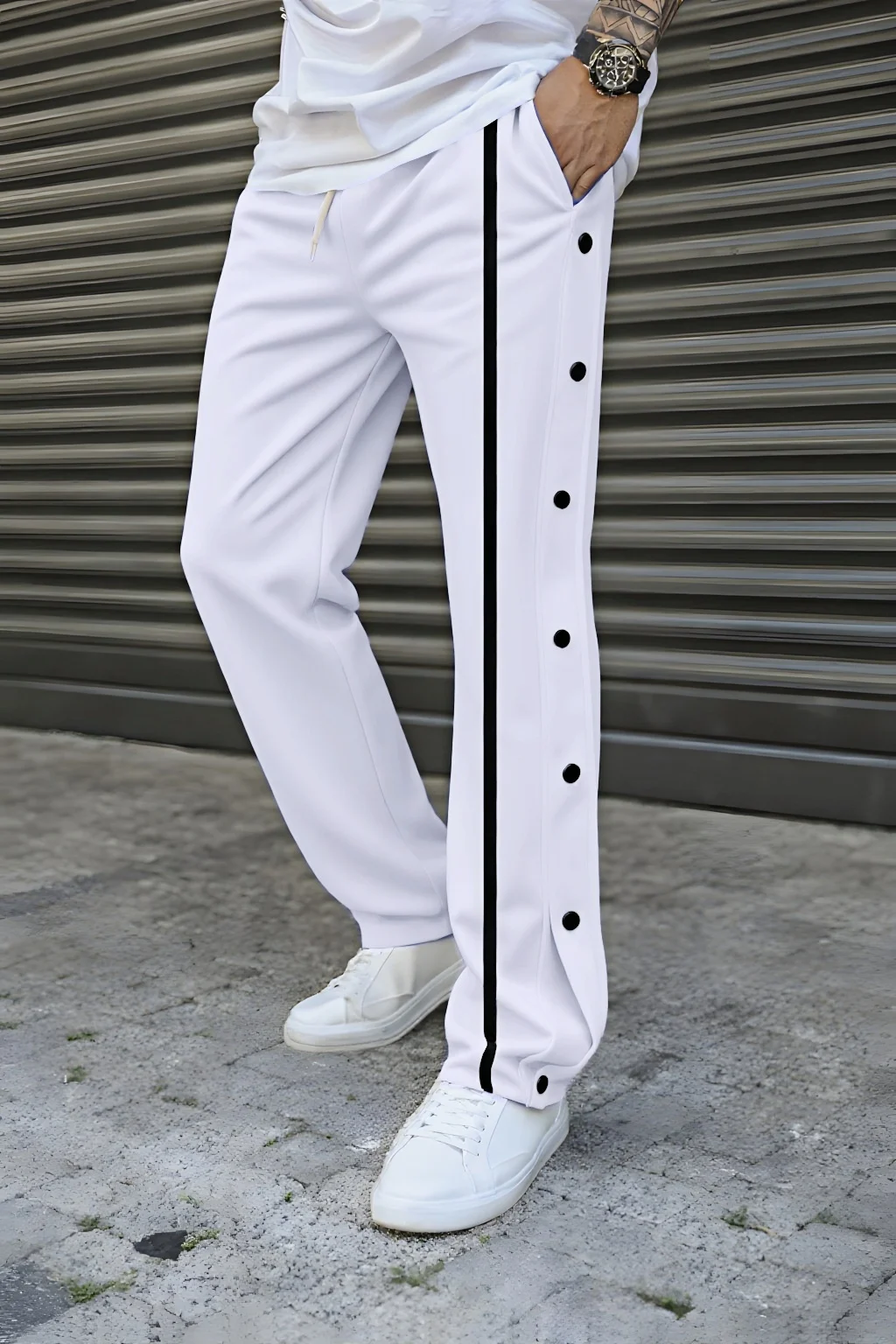 

NewMen'strousers-Spring/autumn Casual Sportswear Pants-Fashionable Striped Design-Side Button Decoration-High street Men's Pants