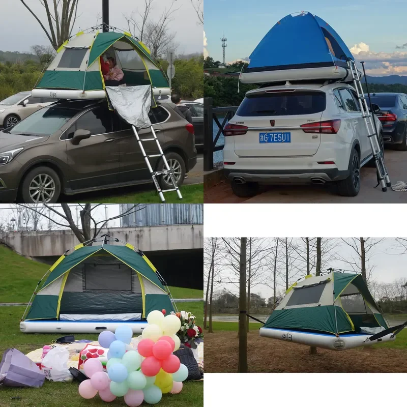 

【CHIMU HOME】 Sun Wind Waterproof Double Zippered Doors 2-3 Person Instant Setup Car Roof Top Tent for Family Outdoor Weekend
