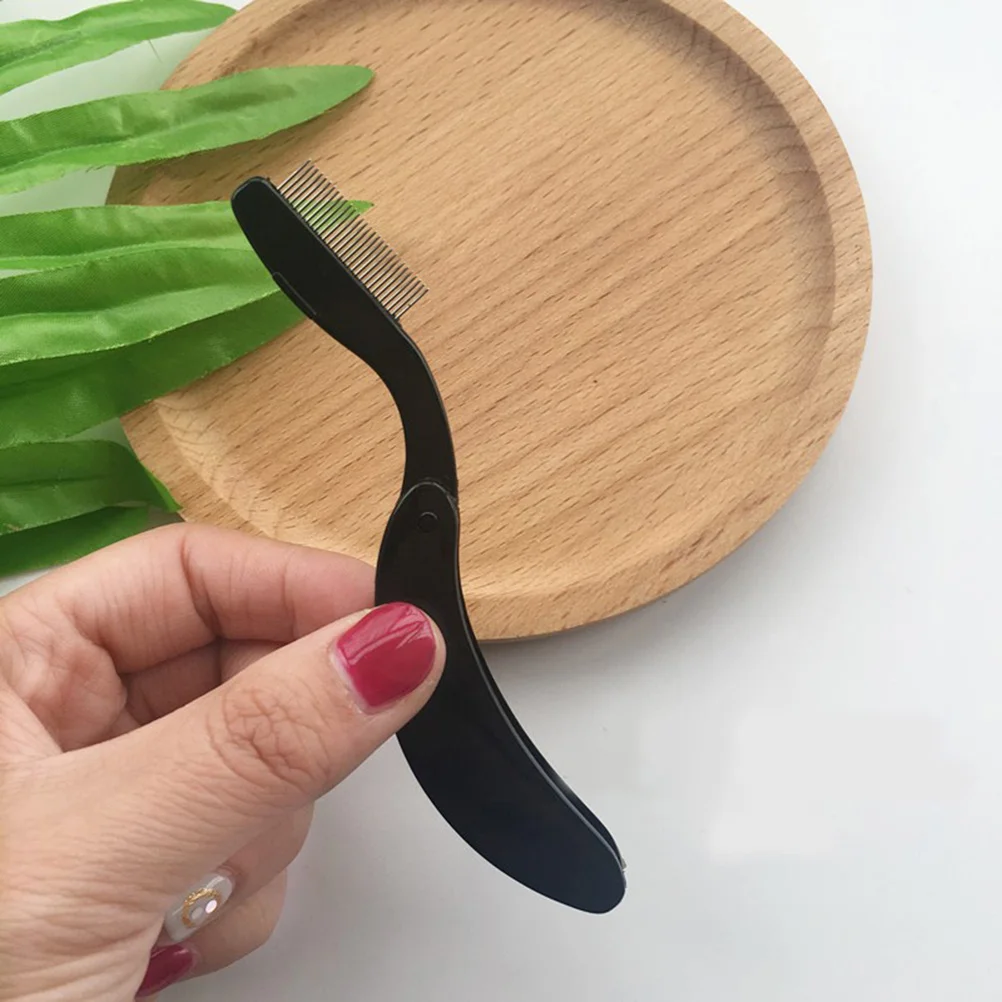 4 szt. Zakrzywiony grzebyk do brwi z metalowymi zębami i plastikową rączką, składany separator do rzęs do podkręcania tuszu.