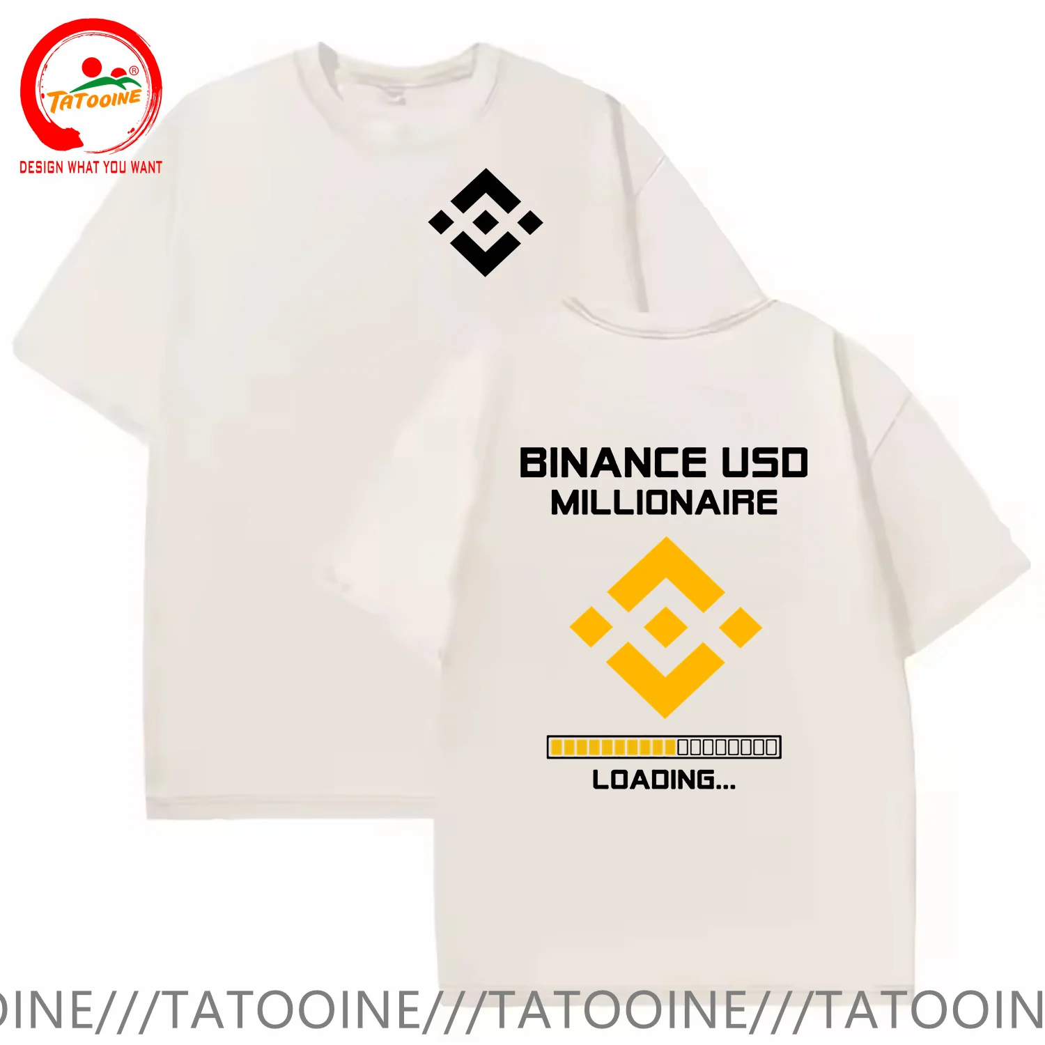 Vintage Washed Cotton T-Shirt BINANCE USD BUSD Millionaire Loading Crypto Coin T Shirt Women Men Fashion Trendy Casual Clothing