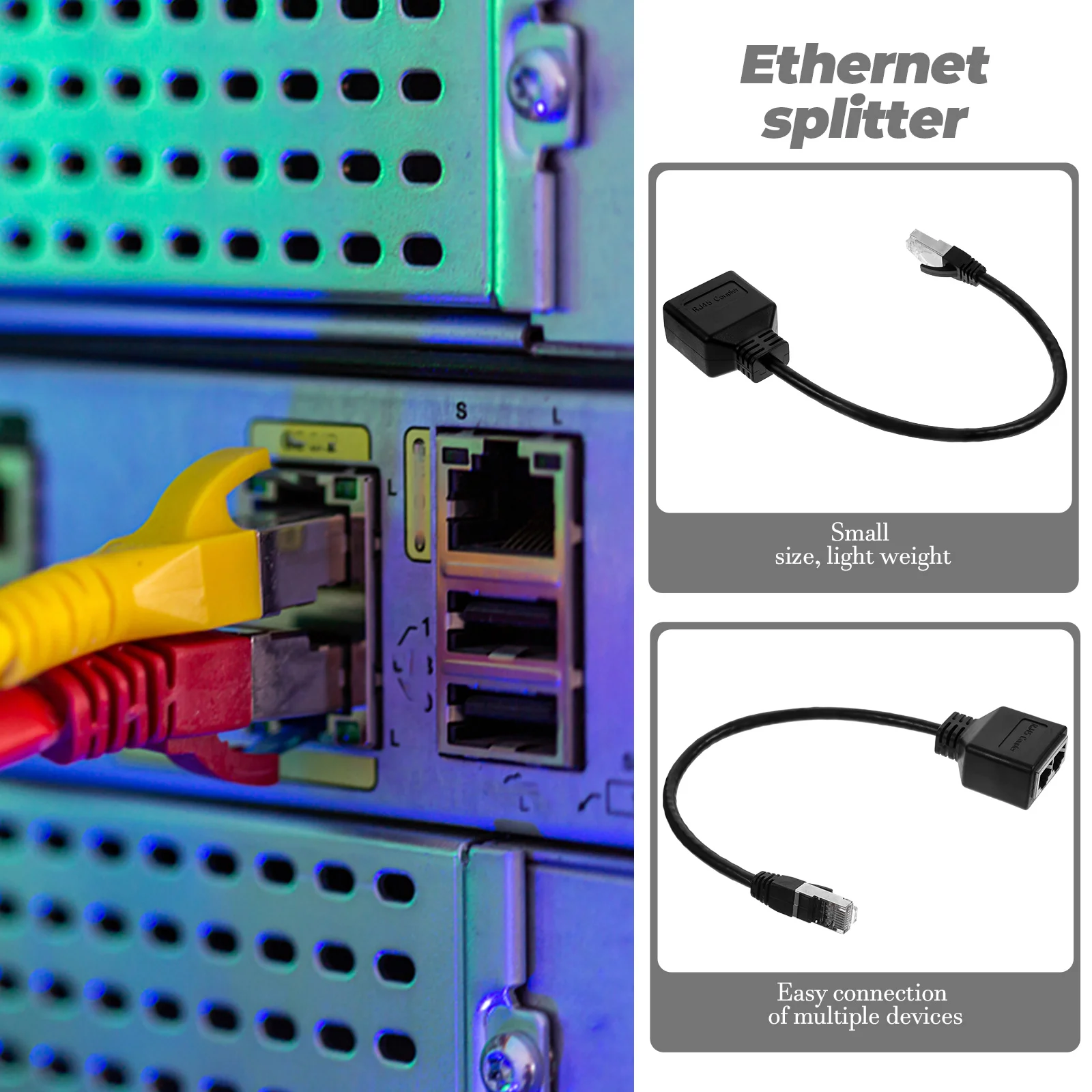 

Ethernet Splitter 1 to 2 Adapter Cable High Connector Seven Categories LAN Line Splitter Multi Device