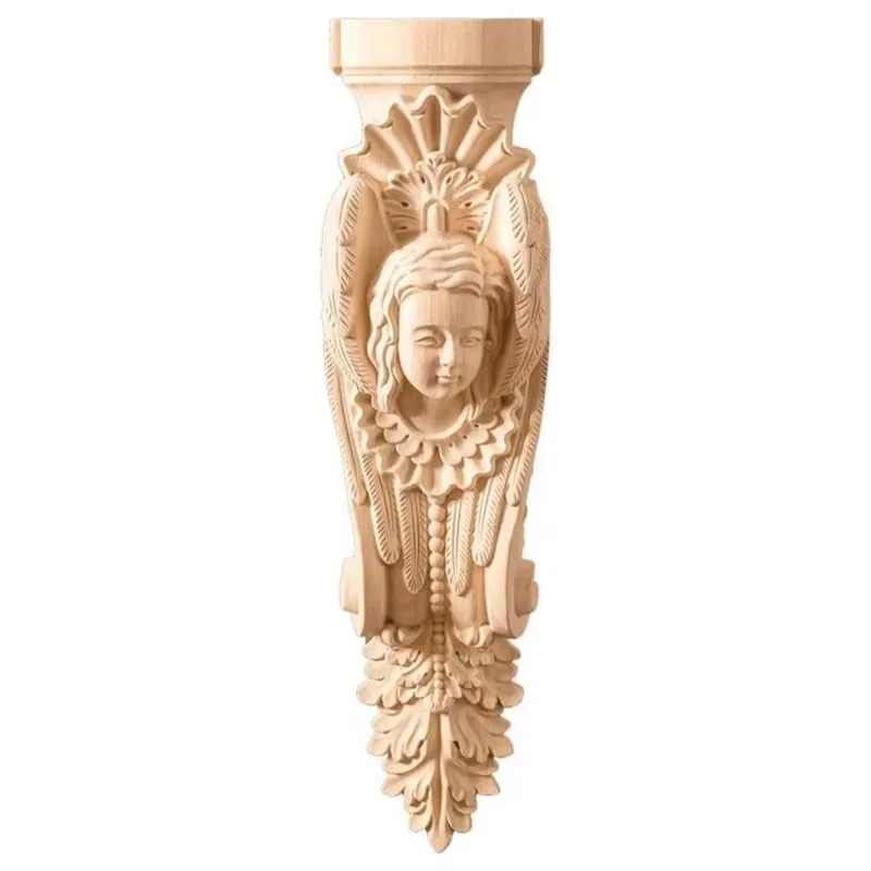 Hand-carved solid wood furniture Angel relief decorative parts Wall hanging brackets Architectural decoration Rubber wood
