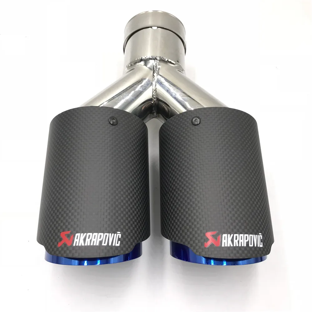 

1Piece AK Logo Dual Exhaust Tip Glossy Carbon Fiber Black Pipe Double Exhaust Tail End Pipe Exhaust Muffler Tip for Universal