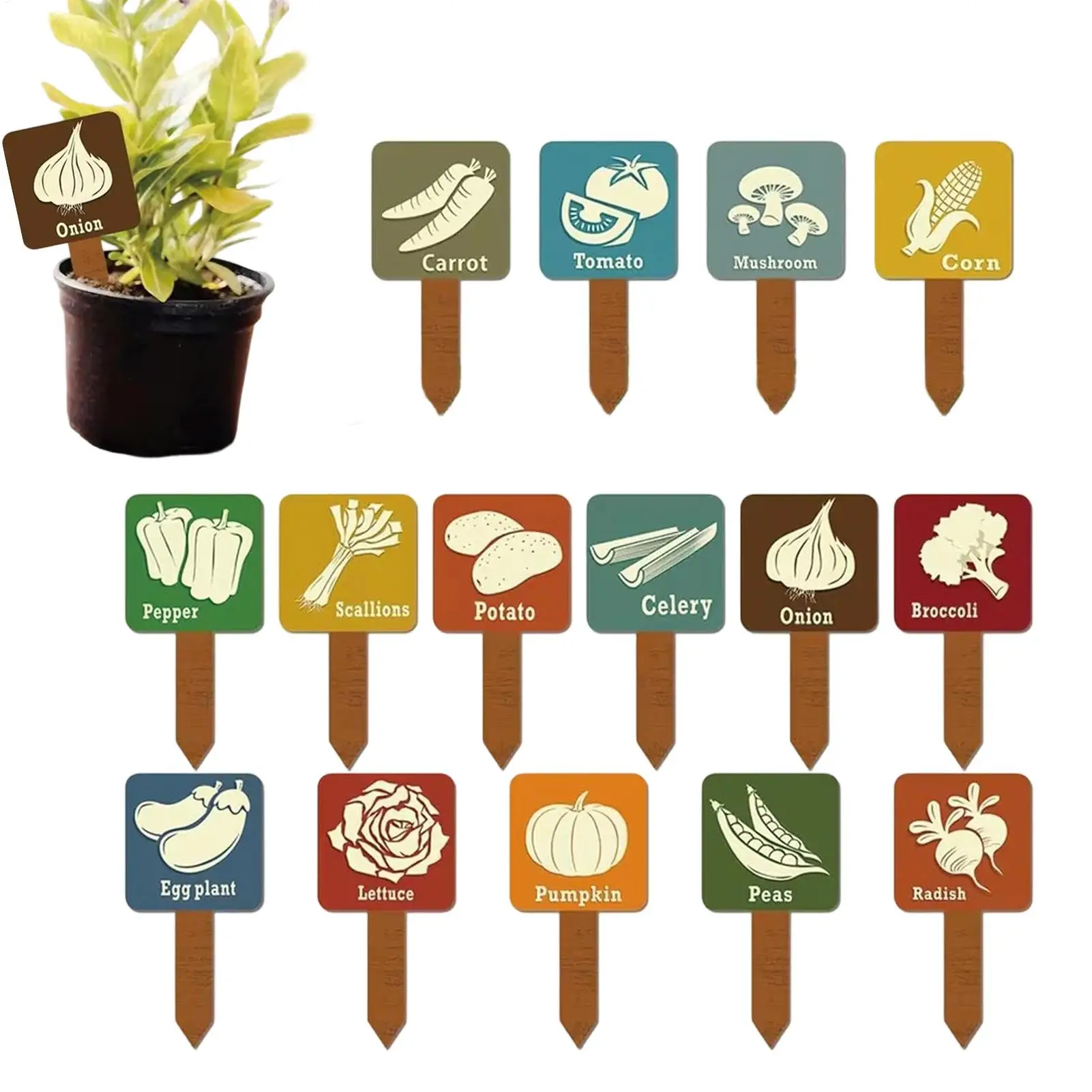 15Pcs Plant Identification Stakes Waterproof Cute Signs  Gardening Markers Plant Tags for Indoor  Gardens Plants Potted