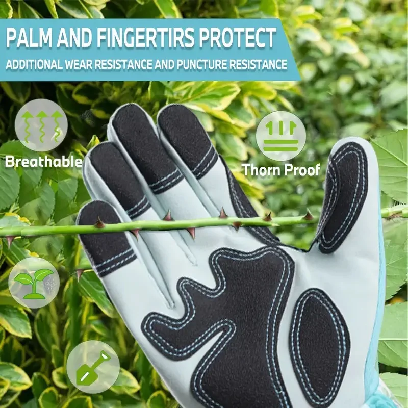 Women Thorn Proof Gardening Gloves Long Sleeve Cowhide Leather Pruning Gloves For Rose Bushes Planting Work