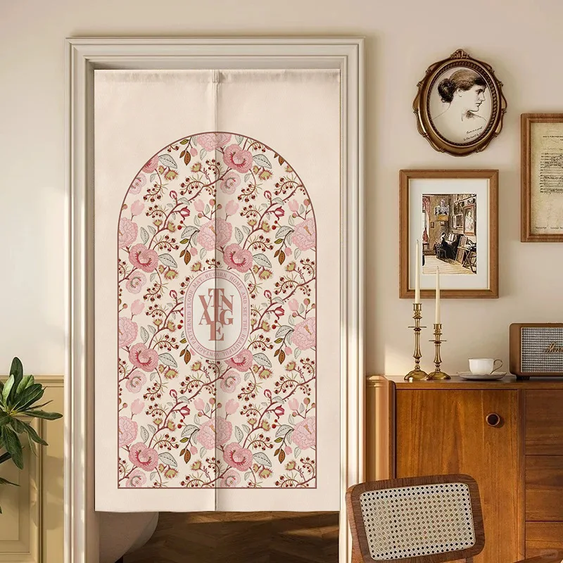 American Retro Style changing room Curtain Privacy Partition Doorway Curtains Kitchen Entrance Noren Linen Hanging Half-curtain