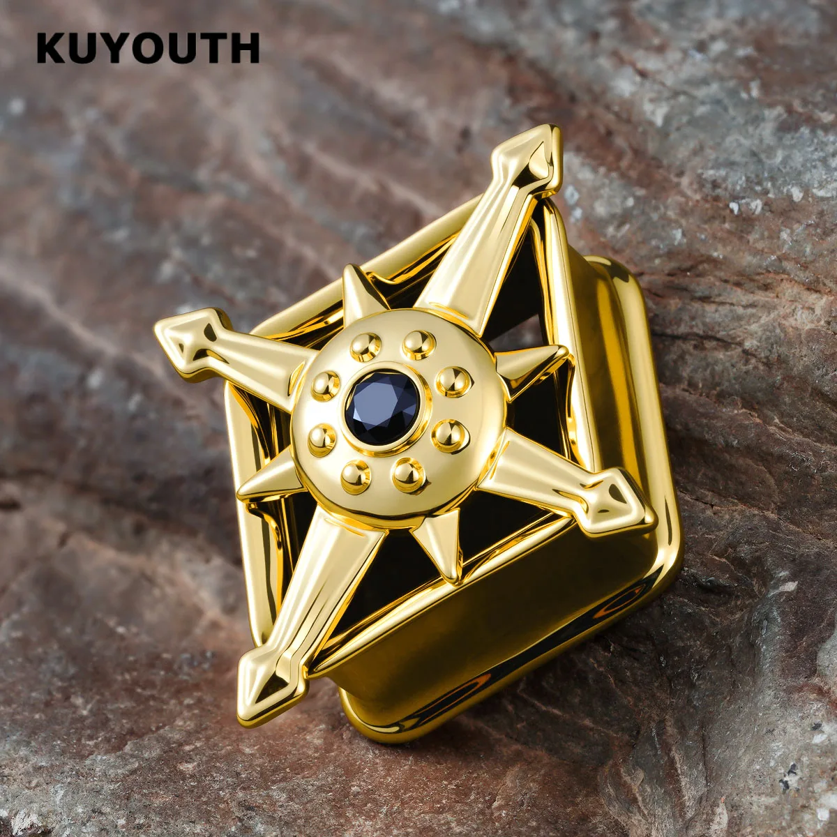 KUYOUTH Punk Geometrische Rauten-Ohrstöpsel mit Zirkon-Einlage, Körperpiercing, Ohrdehner, Tunnel, Expander 8-16mm – Detail 4