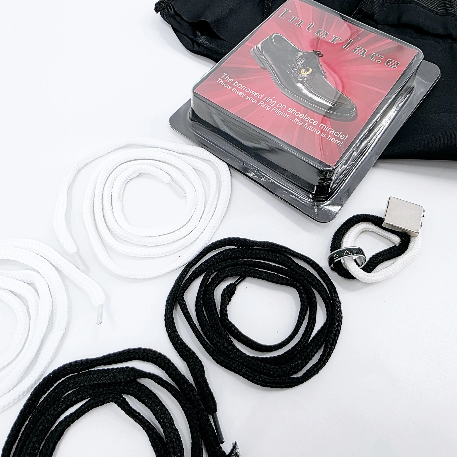 حلقة إلى رباط الحذاء خدع سحرية حلقة مدمنة تخترق رباط الحذاء على الفور لا حيل لا يوجد خيوط لسحر الشارع