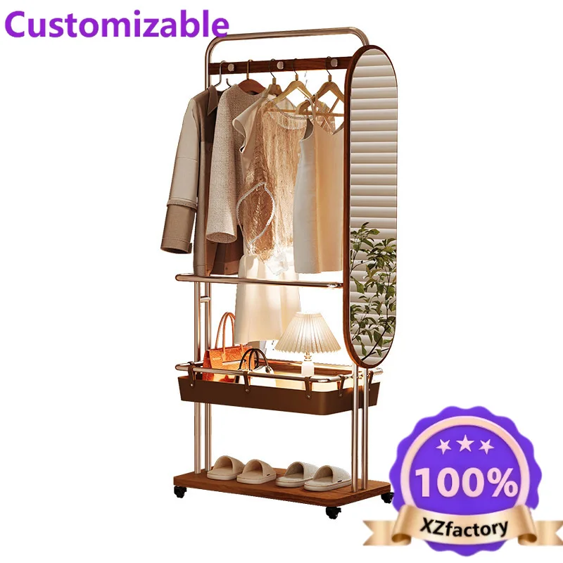Factory Direct 2026 Medieval coat rack removable hanger floor hanging hanger bedroom full body mirror dressing mirror changing