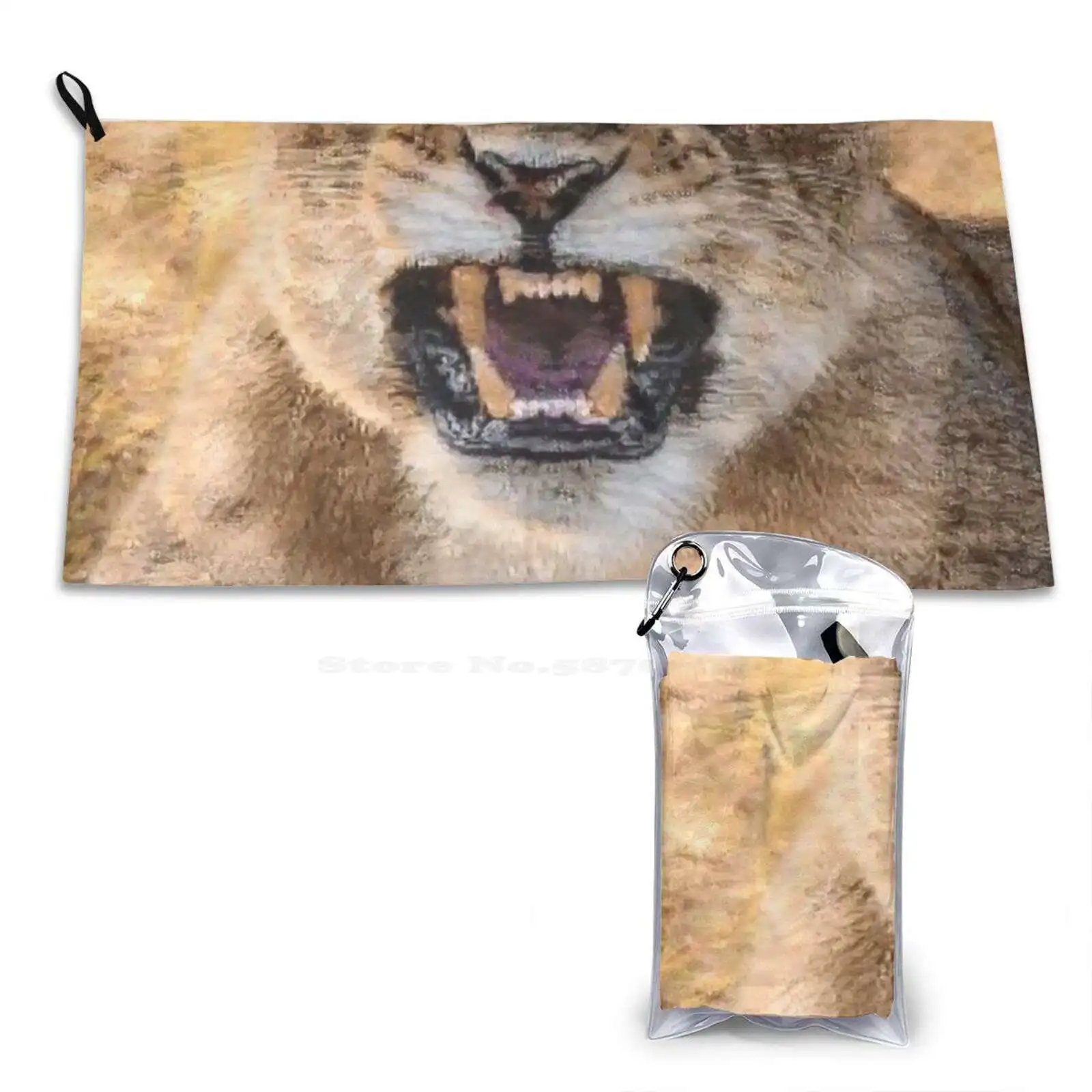 Angry Lioness Sport Towels Outdoor Hiking Cycling Swimming Panther Leopard Big Tiger Cougar Bobcat Lioness