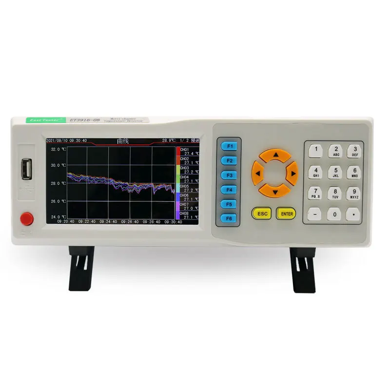 ET3916-08 Gravador de temperatura digital, 8 canais,-200 °C ~ 1372 °C, Data Logger industrial, suporta termopares KJETNSRB
