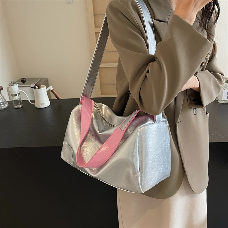 

Women Fashion PU Fitness Bag Gym Handbag Large Capacity Casual Sports Shoulder Bags Crossbody Yoga Travel Workout Boston Bag