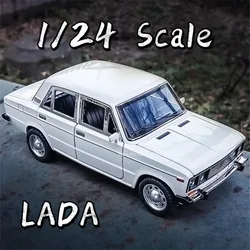 1/24 Scale LADA Toy Car Model Alloy Diecast 6 Doors Opened Pull Back Sound Light Scale Model Car Toys for Boys Collectible Gifts