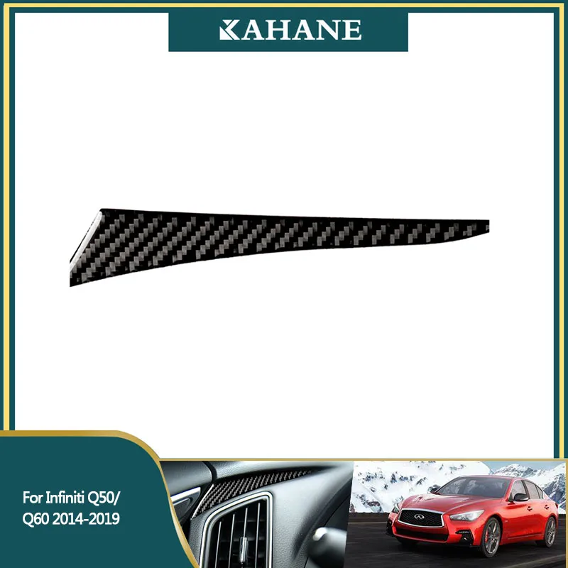 

1PCS Car Carbon Fiber Interior Car Stickers Left Dashboard Sticker Cover Decorative For Infiniti Q50 Q60 2014-19 Car Accessories