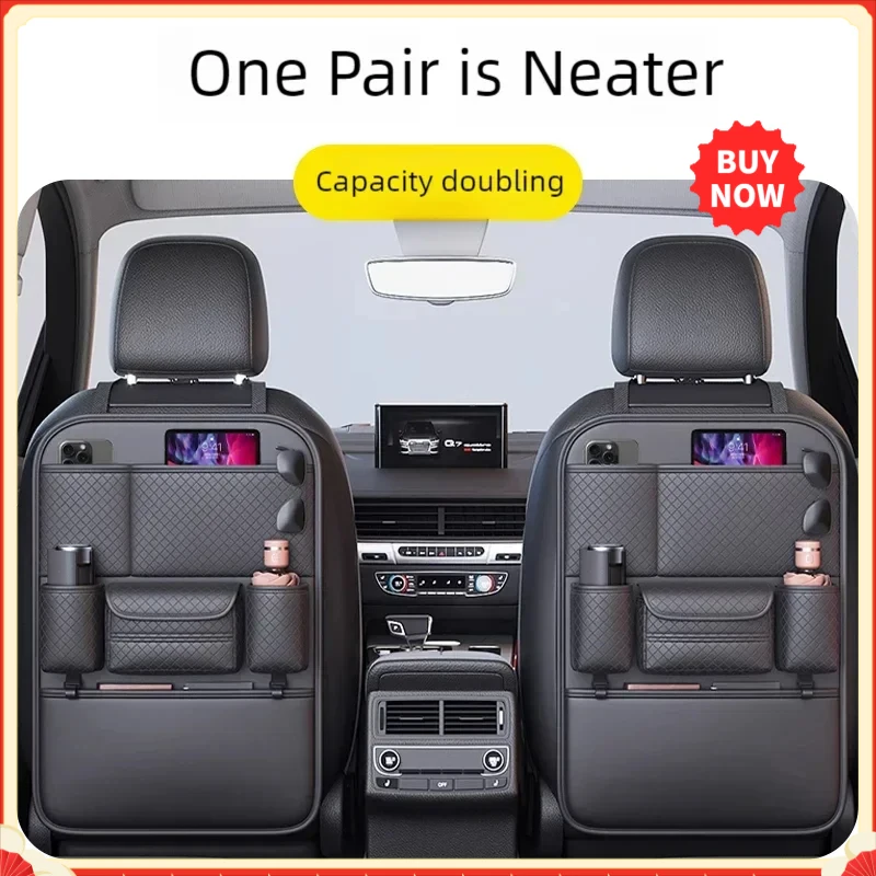 Car Seat Back Organizer - High-Capacity Multi-Pocket Backseat Storage Bag Wear-Resistant Anti-Kick Mat for Vehicle Inter