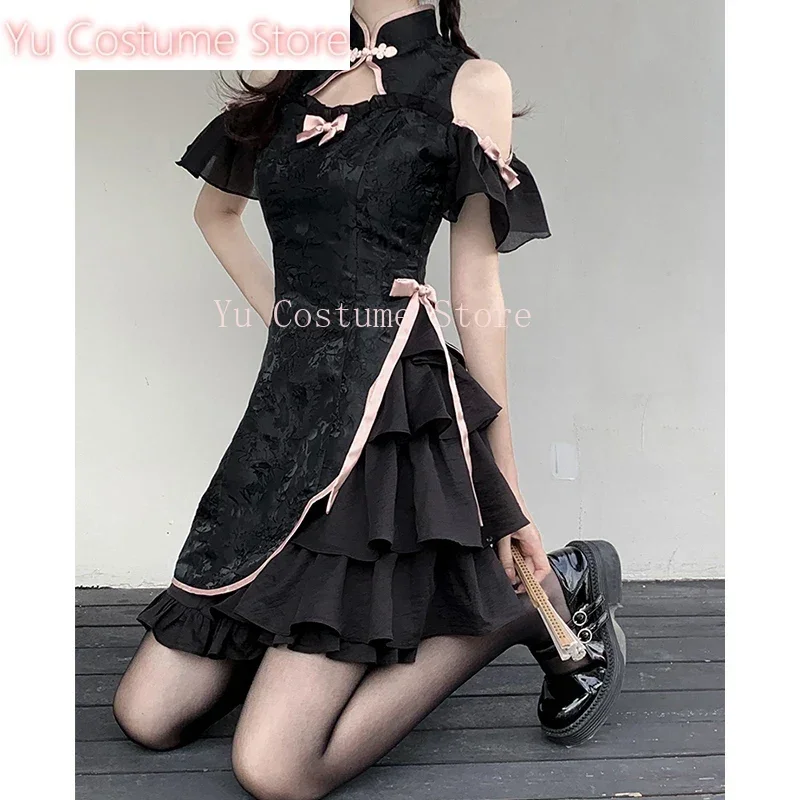 

Kwawaii Women Dress Vintage Cheongsam Sweet Slim Y2K Lolita Gothic Girls Casual New Fashion Harajuku Sexy Aesthetic Female 2025