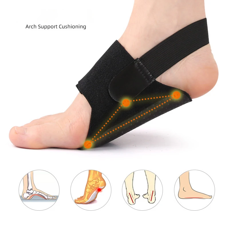 Arch Support Bandages para pés chatos, Envoltório de fascite plantar com gel Orthotic Pad, Alívio da dor, Design de alça antiderrapante