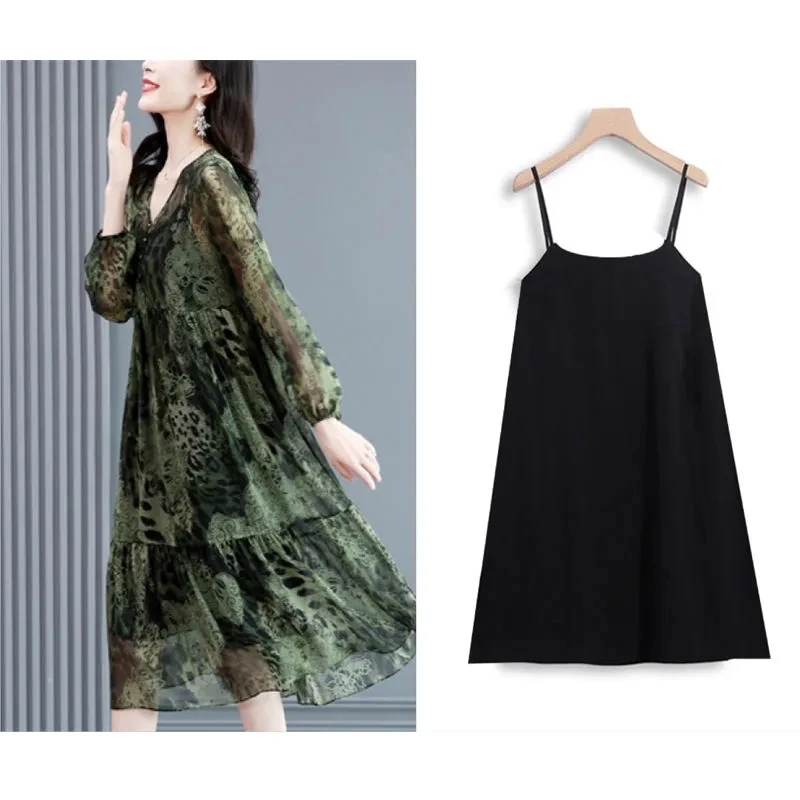 Vintage Elegant Leopard Print Button Two Piece Sets Dresses Autumn 2022 New Wrist Sleeve V-Neck Loose Midi Dress Ladies Clothing