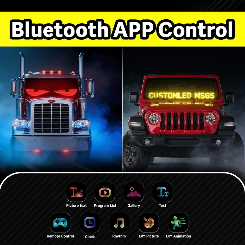 Heavy Duty Truck LED Sign, High-Brightness Flexible LED Matrix Panel, USB 5V Bluetooth APP DIY Animated Display for Semi Bus RV view 2