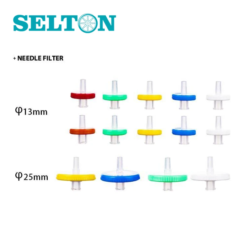 Filtro de seringa descartável estéril, membrana de esterilização, PES PVDF Nylon PTFE CA, uso laboratorial, 25mm, 50pcs por lote