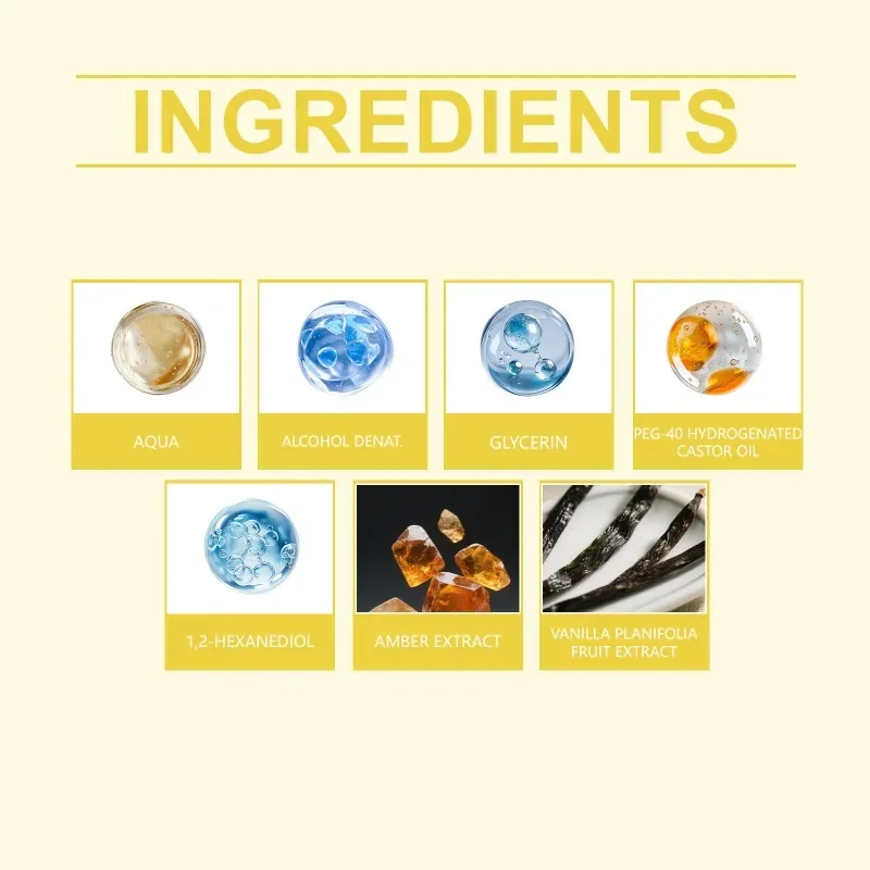 50 مل عطر كهرماني فانيليا عطر يدوم طويلاً لإزالة الرائحة أنيق منعش يومي فرمون أو دو برفوم بخاخ للجسم