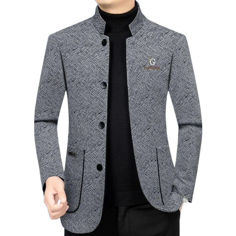 Men Stand-up Collar Blazers Jackets New Spring Autumn Man Business Casual Suits Coats High Quality Men Blazers Coats Jackets 4XL