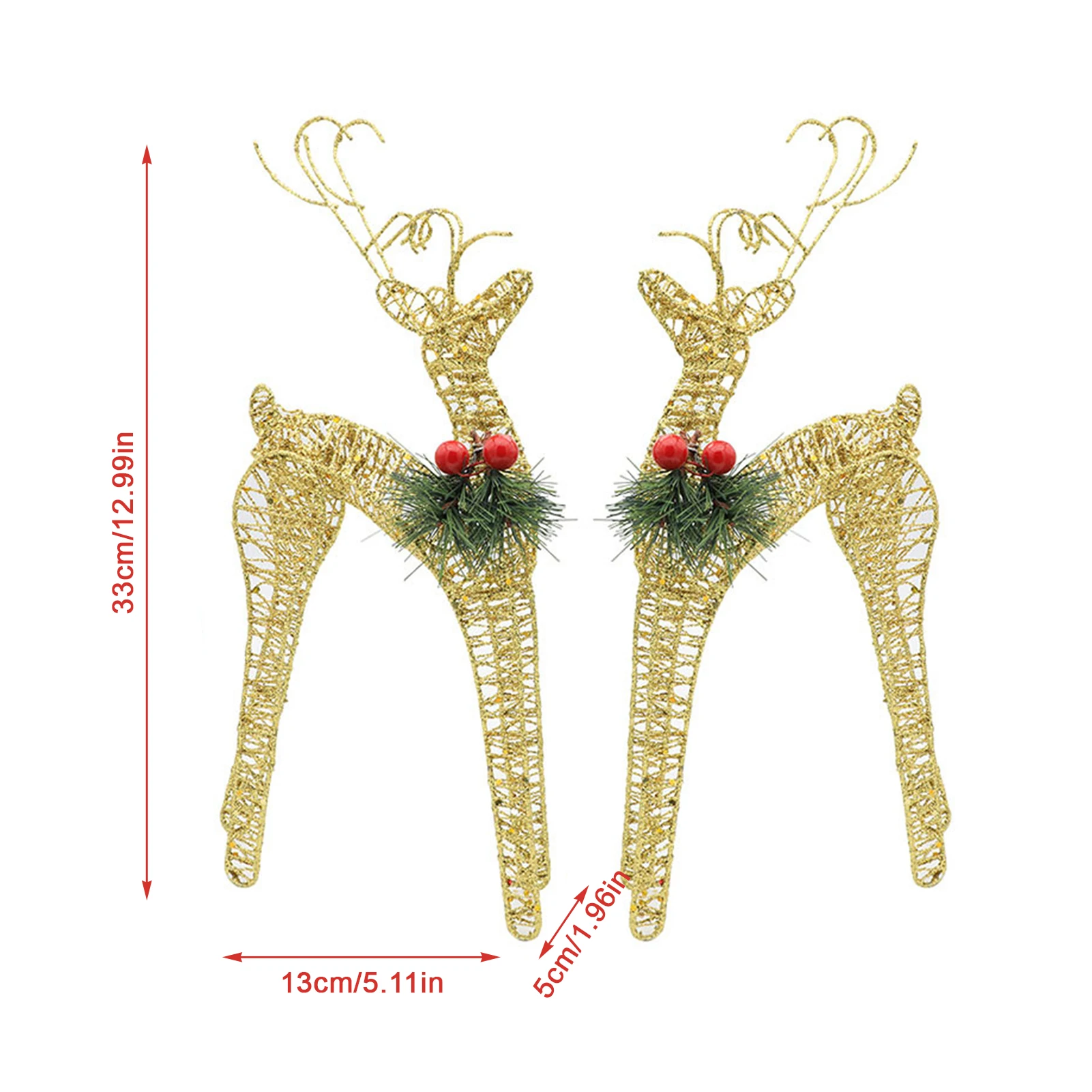 هدية الكريسماس الحديد الفن الغزلان حلية مجموعة عطلة ديكور عيد الميلاد عيد الميلاد الدائمة الرنة زوج 18x10x35 سنتيمتر عطلة الرنة