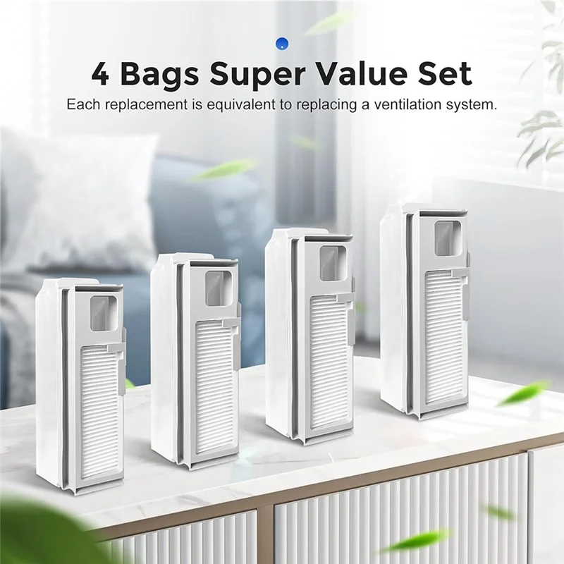 A24P 4-pack wegwerpstofzakken met HEPA-filter voor NARWAL Freo X Ultra robotstofzuiger, 1L grote stofzakvervanging