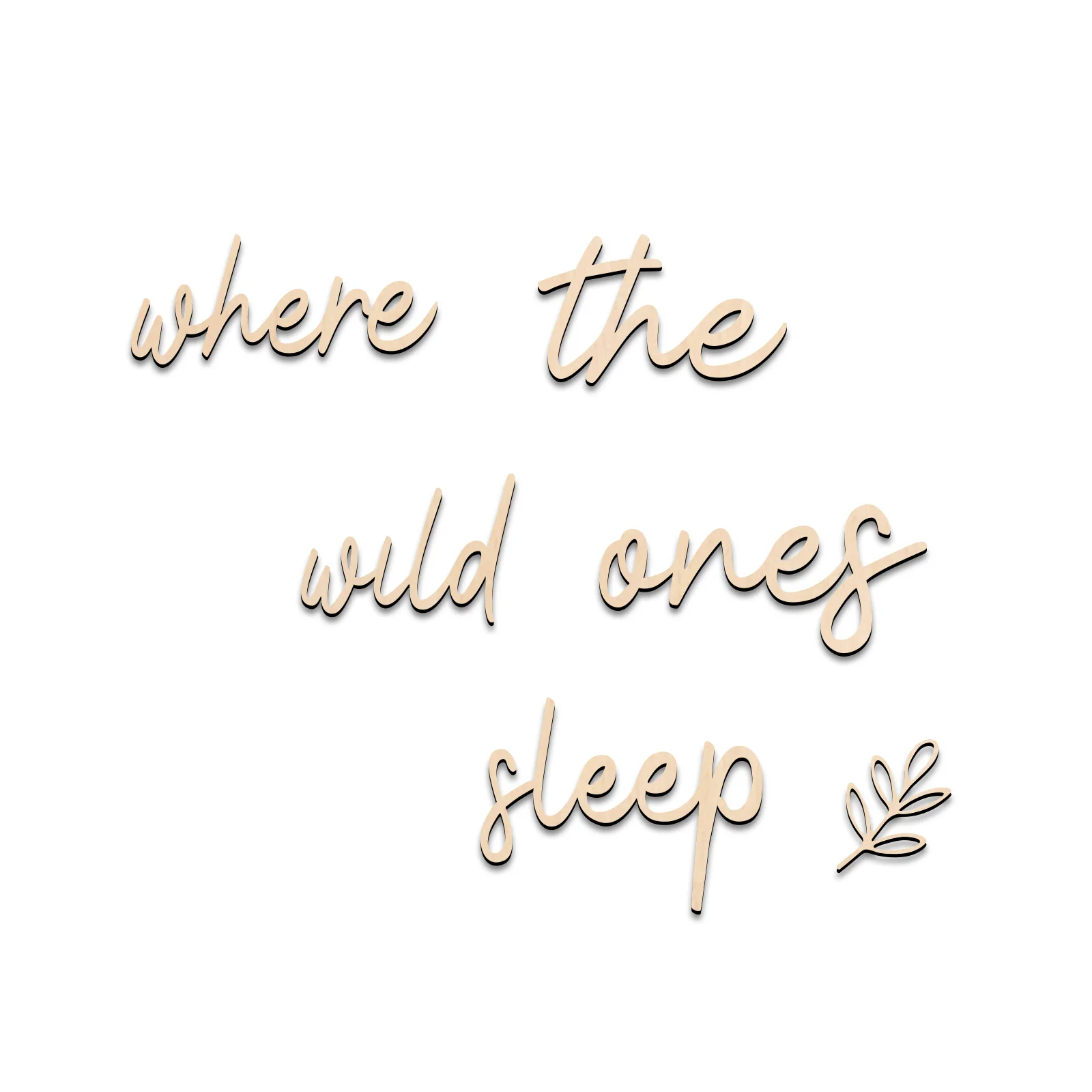

Forest Themed Wooden Sign 'Where the Wild Ones Sleep' - Kids Room Nursery Wall Art Decor with Leaf Pattern 4mm Thick Wood