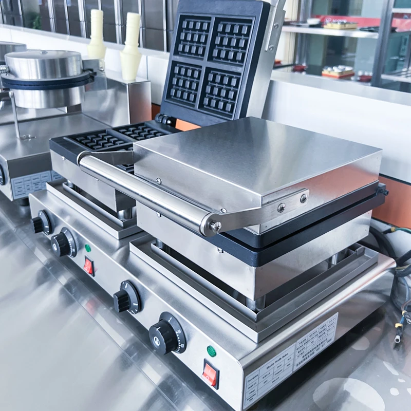 Mesin Pembuat Waffle TLF 2-Burner Komersial Terlaris, Wajan Anti Lengket, Kontrol Suhu Presisi, Peralatan Dessert