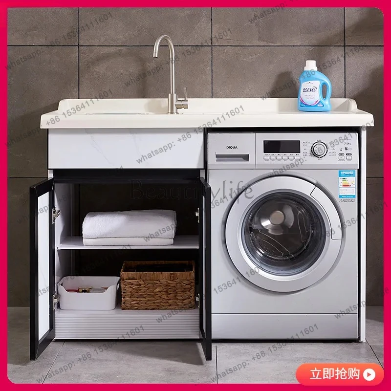 washing machine integrated cabinet balcony laundry cabinet significant other cabinet basin laundry table combination