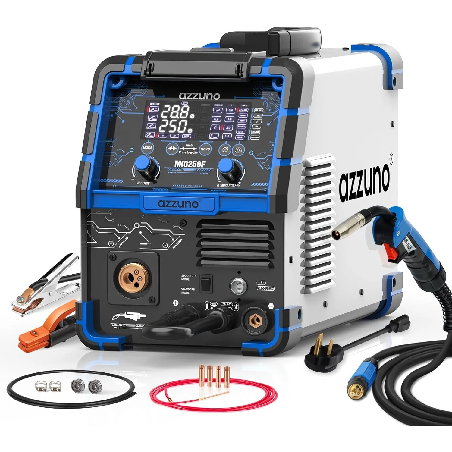 Welder,110V/220V Dual Voltage multiprocess welder,Gas Gasless MIG Welding Machine,4 in 1 Flux MIG/Solid Wire/Stick ARC Welder