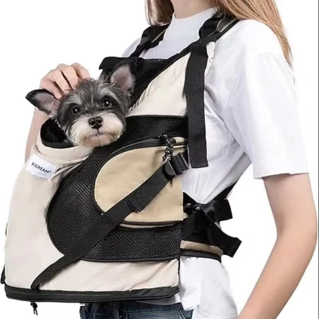 

Small Dog Backpack with 2 Comfortable Travel Dog Front Straps Machine Washable