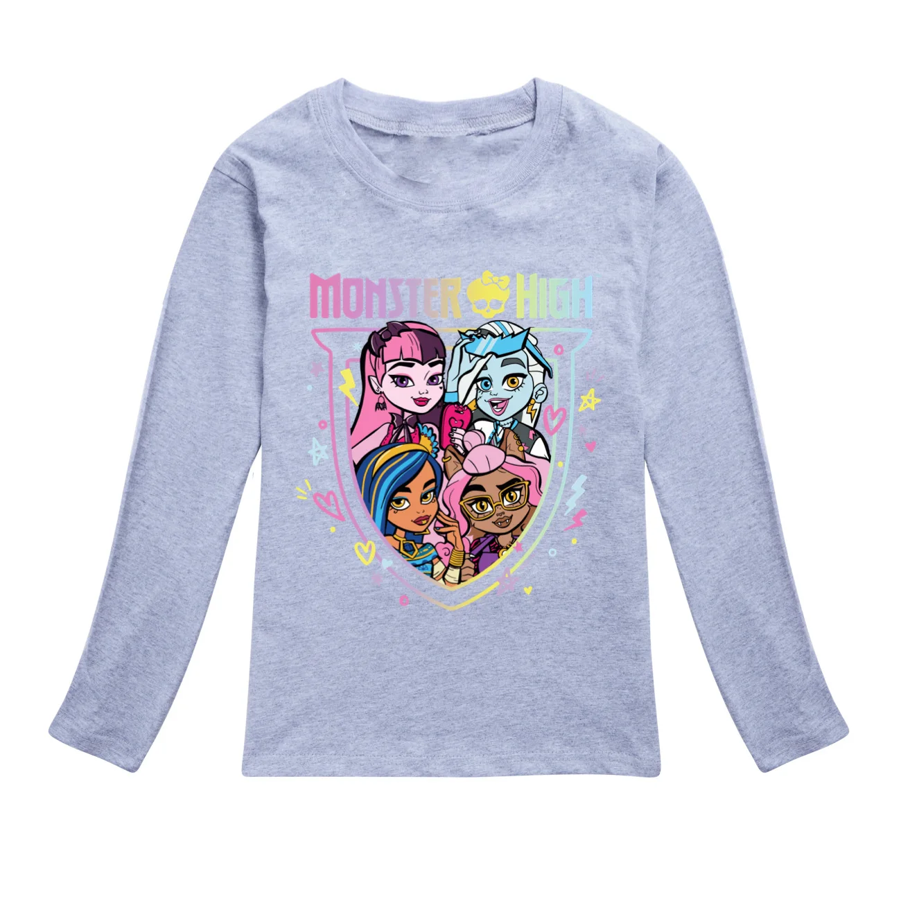 monster high Tshirt Kids Clothes Teenager Boys O-Neck Cartoon Casual T-shirts Girls Long Sleeve Tops Children\'s Clothing