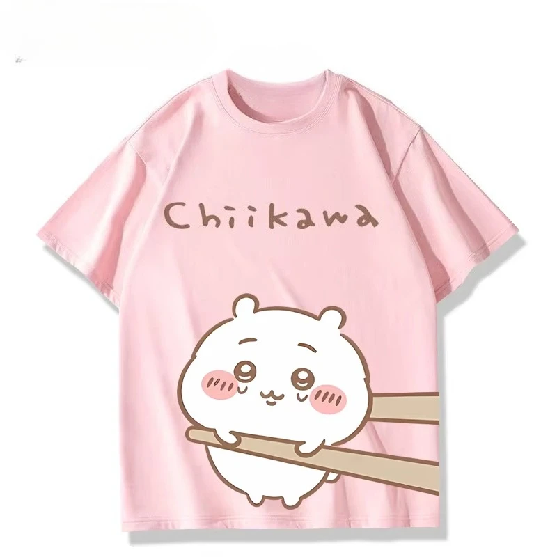 Summer Kawaii Chiikawa Graphic Tee Unisex Hachiware Usagi Anime Short Sleeve Sweet Trendy Couple Student Streetwear Fashion Tops image 3