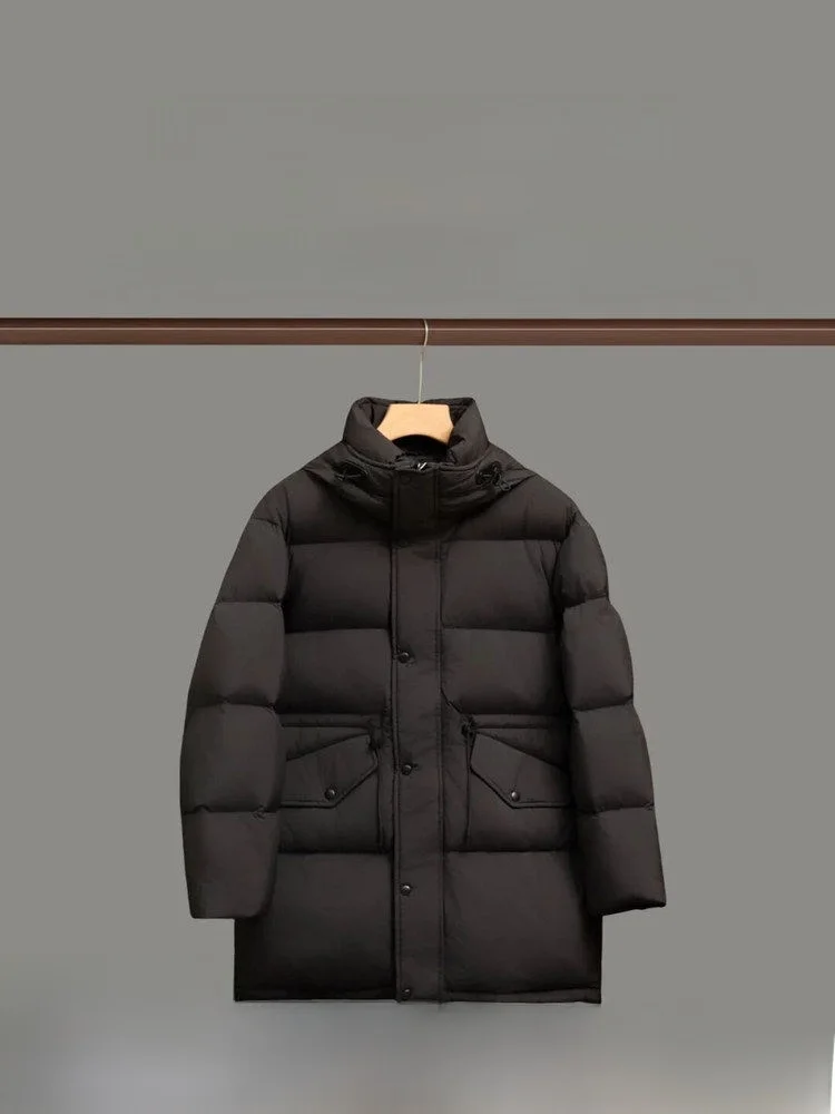 

Heavyweight Premium Du down Jaet High Fluffy Thiened Mid-Length 90 White Du down Men's Casual Sle Warm Coat