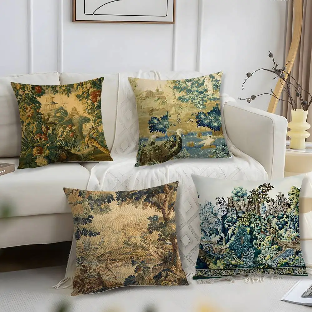 

Гобелен Aubusson, французская наволочка 18-го века, короткий плюшевый чехол для подушки с принтом, квадратные наволочки для дивана, домашний декор