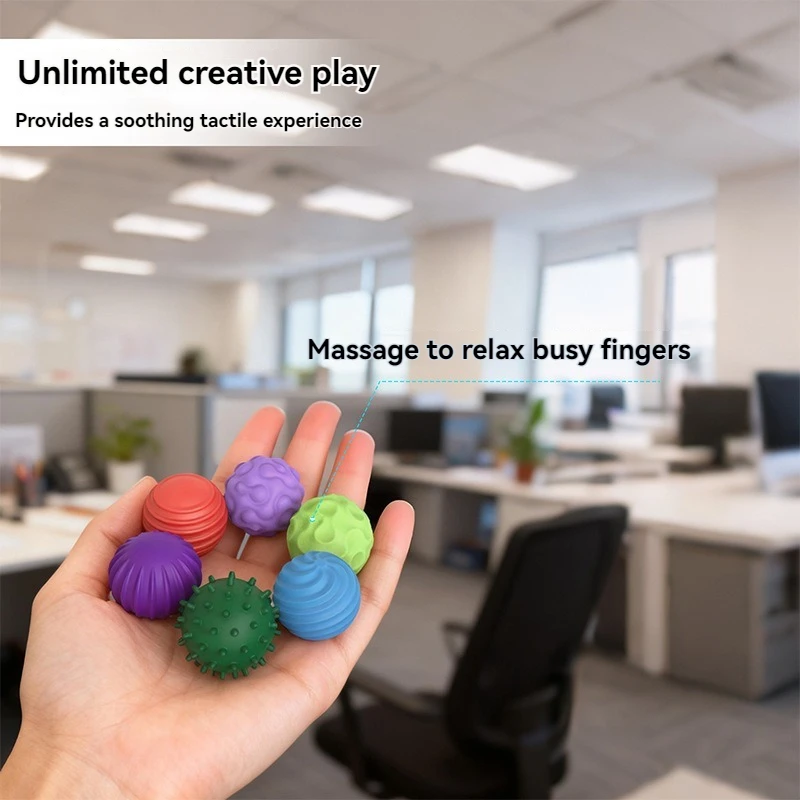 Jouets Fidget à 6 textures, balles anti-Stress magnétiques pour adultes, jouet sensoriel anti-Stress en Silicone, jouet pour les doigts pour la décoration du bureau