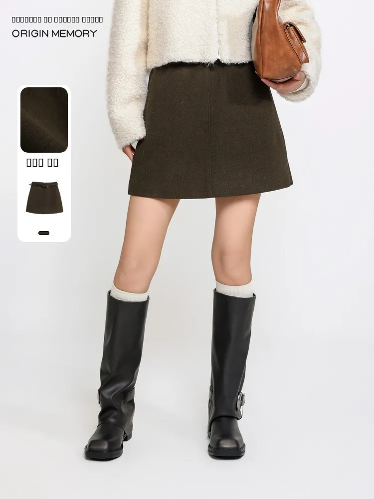 

Повседневная универсальная юбка трапециевидной формы карамельного цвета, смесь полиэстера, зима 2024, Новое поступление от JYDQD Memory's Sta...