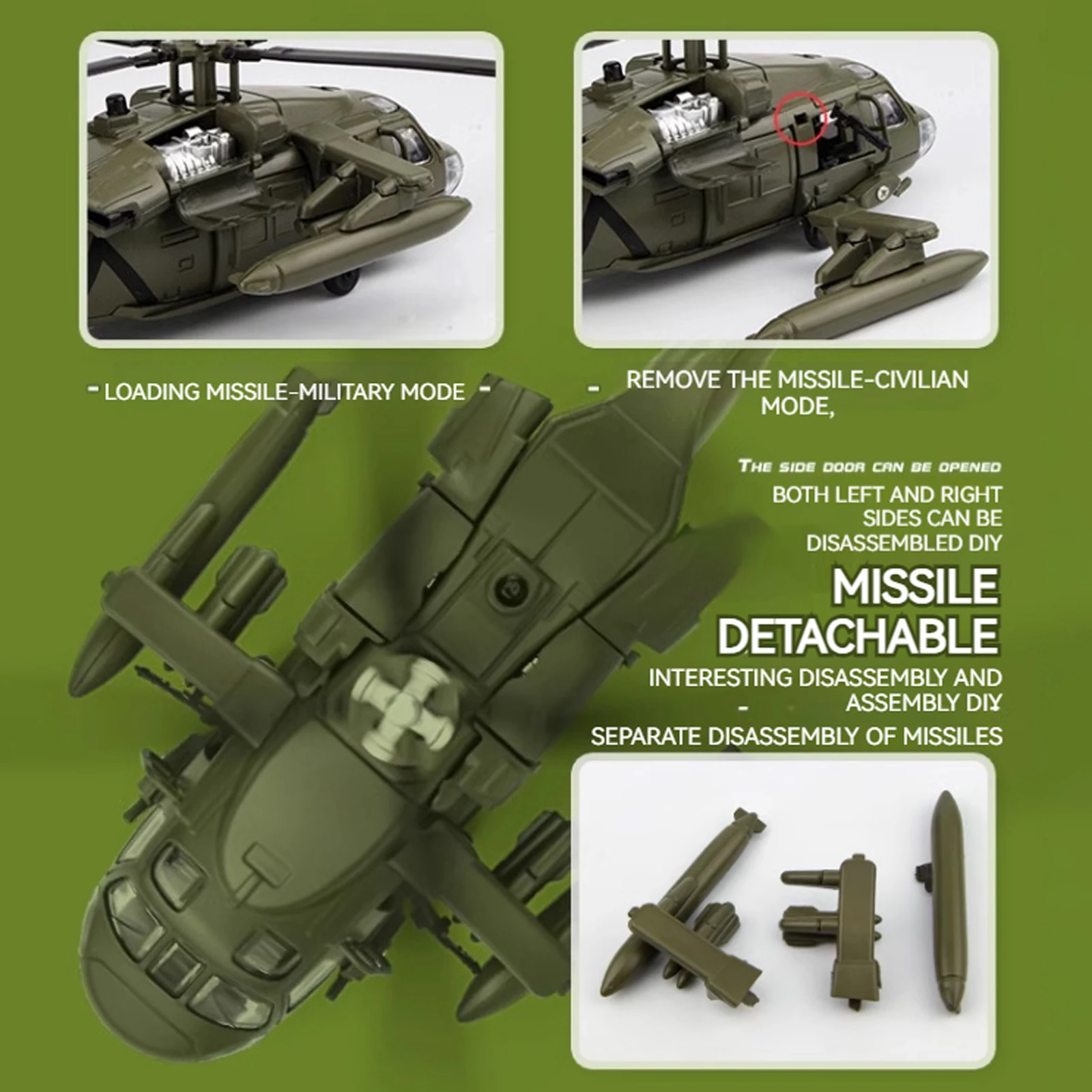 Black Hawk Helicopter Alloy Model with Display Stand & Gift Box Packaging Realistic Sound & Light Features Perfect for Display